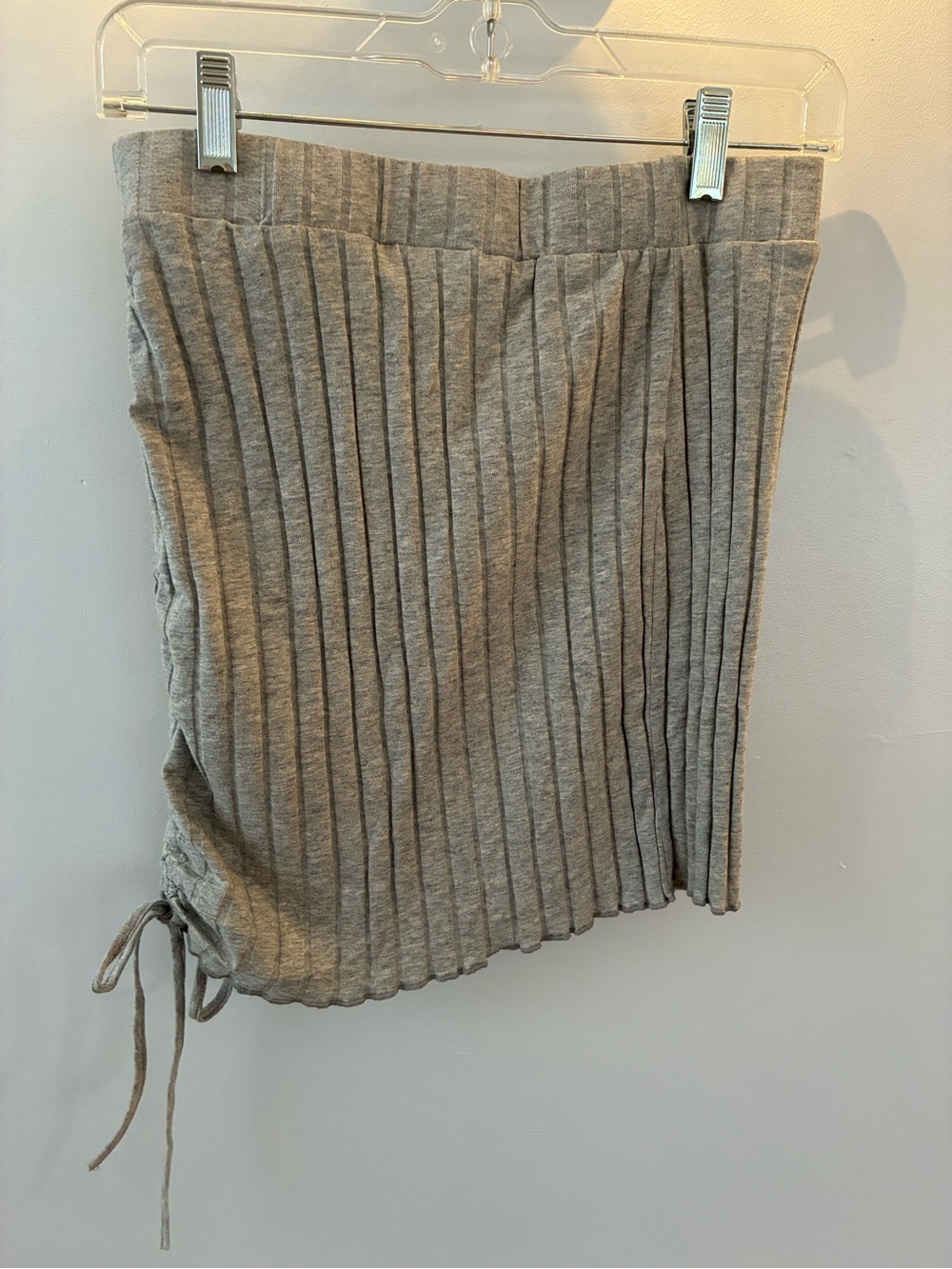 SHEIN Gray Ribbed Side-Tie Mini Skirt